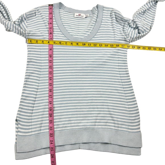 Vineyard Vines Sweater Striped Light Blue Pima Cotton Size XS Scoop Neck Soft! - Picture 8 of 10